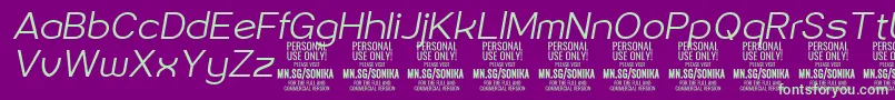 Sonika Li Ita PERSONAL-fontti – vihreät fontit violetilla taustalla