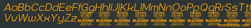 Шрифт Sonika Li Ita PERSONAL – оранжевые шрифты на чёрном фоне