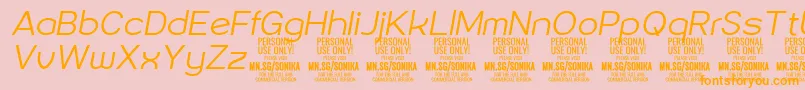 Sonika Li Ita PERSONAL-Schriftart – Orangefarbene Schriften auf rosa Hintergrund