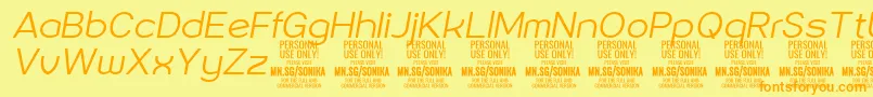 Sonika Li Ita PERSONAL Font – Orange Fonts on Yellow Background