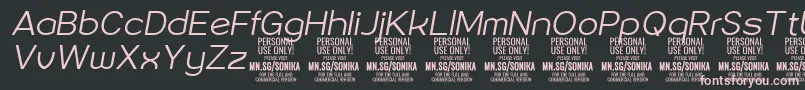 Weitere Informationen zur Sonika Li Ita PERSONAL-Schriftart Sonika Li Ita PERSONAL-Schriftart – Rosa Schriften auf schwarzem Hintergrund