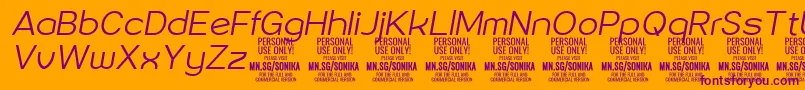Sonika Li Ita PERSONAL Font – Purple Fonts on Orange Background