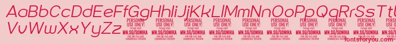 Sonika Li Ita PERSONAL-Schriftart – Rote Schriften auf rosa Hintergrund