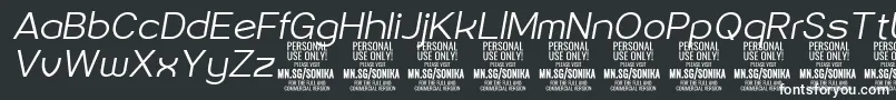 フォントSonika Li Ita PERSONAL – 黒い背景に白い文字