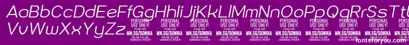 Шрифт Sonika Li Ita PERSONAL – белые шрифты на фиолетовом фоне