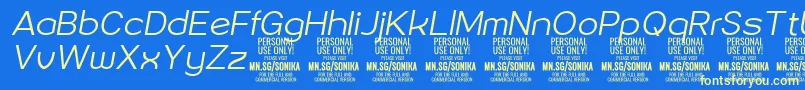 Czcionka Sonika Li Ita PERSONAL – żółte czcionki na niebieskim tle