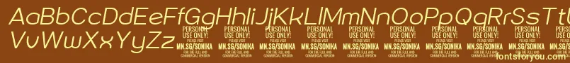 Sonika Li Ita PERSONAL Font – Yellow Fonts on Brown Background
