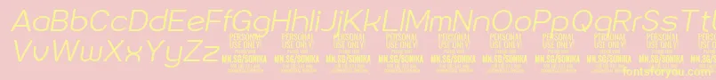 Sonika Li Ita PERSONAL Font – Yellow Fonts on Pink Background