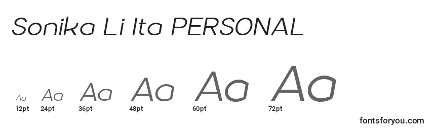 Размеры шрифта Sonika Li Ita PERSONAL