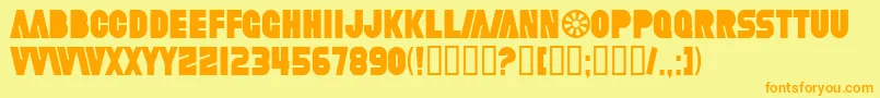 SfFortuneWheelCondensed Font – Orange Fonts on Yellow Background