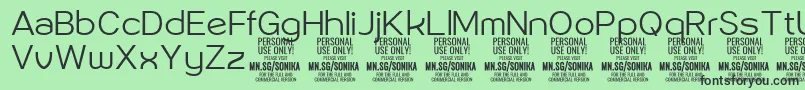 Шрифт Sonika Li PERSONAL – чёрные шрифты на зелёном фоне