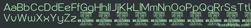 フォントSonika Li PERSONAL – 黒い背景に緑の文字