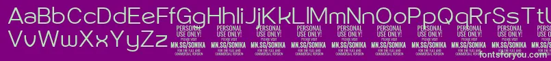 Шрифт Sonika Li PERSONAL – зелёные шрифты на фиолетовом фоне