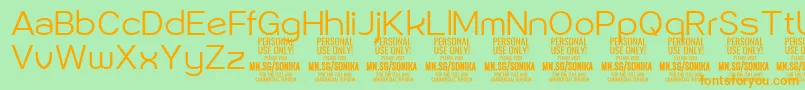 Sonika Li PERSONAL Font – Orange Fonts on Green Background