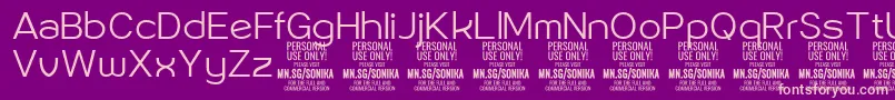 Sonika Li PERSONAL Font – Pink Fonts on Purple Background