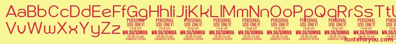 フォントSonika Li PERSONAL – 赤い文字の黄色い背景