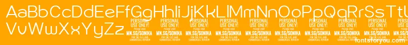 Sonika Li PERSONAL-Schriftart – Weiße Schriften auf orangefarbenem Hintergrund