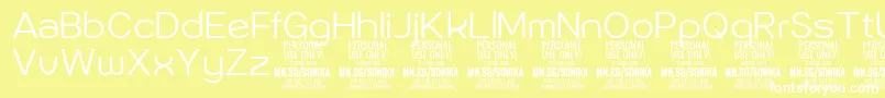 Шрифт Sonika Li PERSONAL – белые шрифты на жёлтом фоне