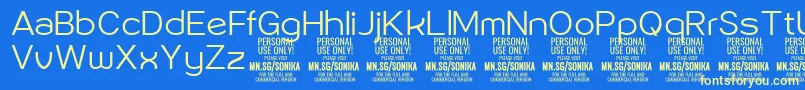 Sonika Li PERSONAL-Schriftart – Gelbe Schriften auf blauem Hintergrund