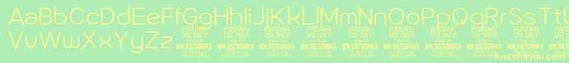 Sonika Li PERSONAL-Schriftart – Gelbe Schriften auf grünem Hintergrund