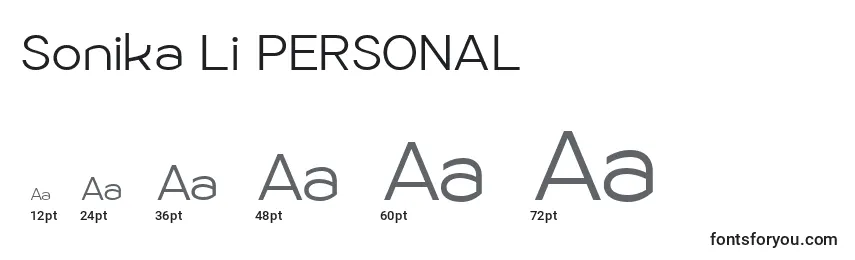 Размеры шрифта Sonika Li PERSONAL