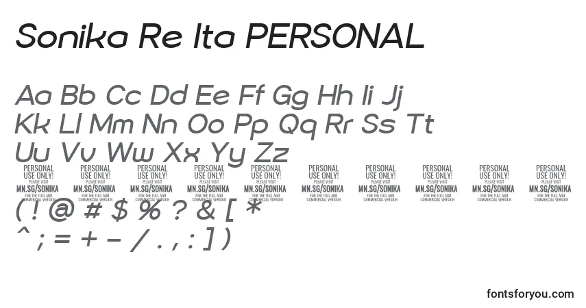Sonika Re Ita PERSONAL Font – alphabet, numbers, special characters