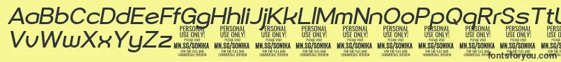 Sonika Re Ita PERSONAL-Schriftart – Schwarze Schriften auf gelbem Hintergrund