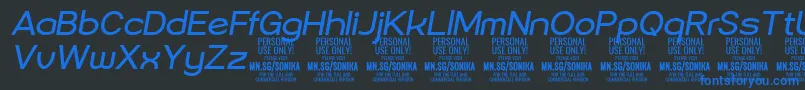 Sonika Re Ita PERSONAL Font – Blue Fonts on Black Background