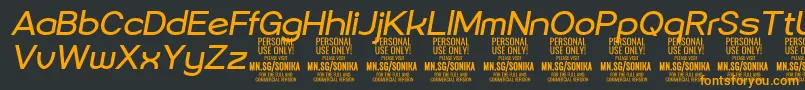 Sonika Re Ita PERSONAL-Schriftart – Orangefarbene Schriften auf schwarzem Hintergrund