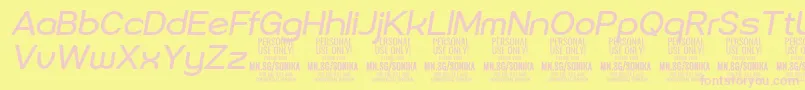 フォントSonika Re Ita PERSONAL – ピンクのフォント、黄色の背景