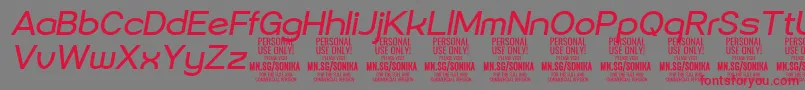 Шрифт Sonika Re Ita PERSONAL – красные шрифты на сером фоне