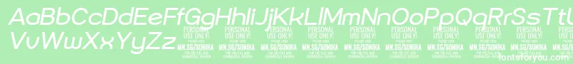 Шрифт Sonika Re Ita PERSONAL – белые шрифты на зелёном фоне