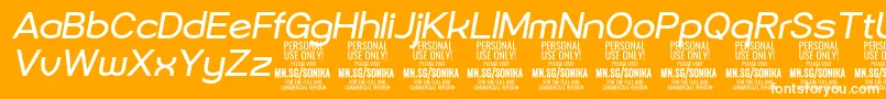 Шрифт Sonika Re Ita PERSONAL – белые шрифты на оранжевом фоне