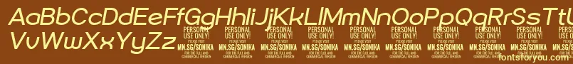 Sonika Re Ita PERSONAL Font – Yellow Fonts on Brown Background