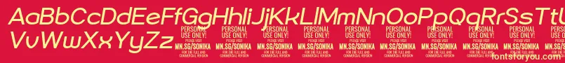 Шрифт Sonika Re Ita PERSONAL – жёлтые шрифты на красном фоне