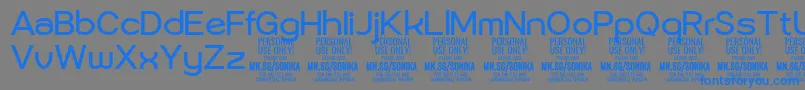 フォントSonika Re PERSONAL – 灰色の背景に青い文字