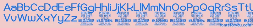 Fonte Sonika Re PERSONAL – fontes azuis em um fundo rosa