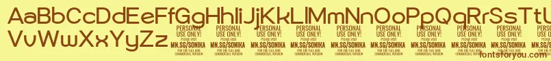 Шрифт Sonika Re PERSONAL – коричневые шрифты на жёлтом фоне