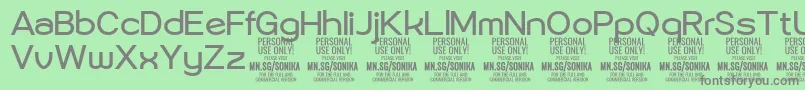 Шрифт Sonika Re PERSONAL – серые шрифты на зелёном фоне