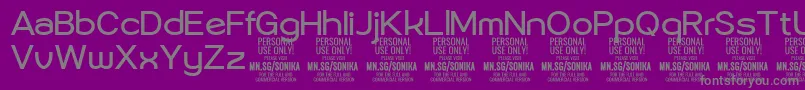 fuente Sonika Re PERSONAL – Fuentes Grises Sobre Fondo Morado