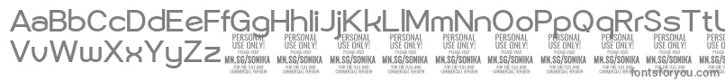 フォントSonika Re PERSONAL – 白い背景に灰色の文字