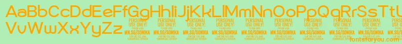 fuente Sonika Re PERSONAL – Fuentes Naranjas Sobre Fondo Verde