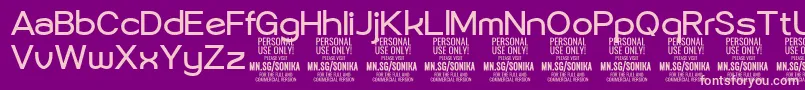 Sonika Re PERSONAL Font – Pink Fonts on Purple Background