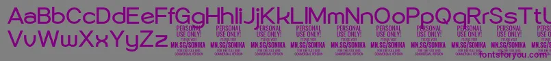 Sonika Re PERSONAL-fontti – violetit fontit harmaalla taustalla