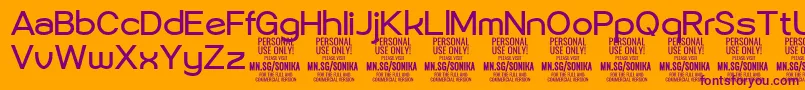 Sonika Re PERSONAL-fontti – violetit fontit oranssilla taustalla