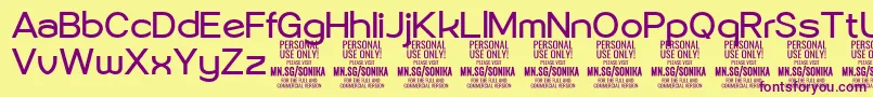 Police Sonika Re PERSONAL – polices violettes sur fond jaune