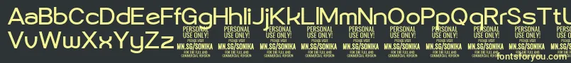 Fonte Sonika Re PERSONAL – fontes amarelas em um fundo preto
