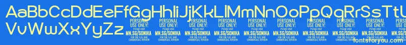 Czcionka Sonika Re PERSONAL – żółte czcionki na niebieskim tle