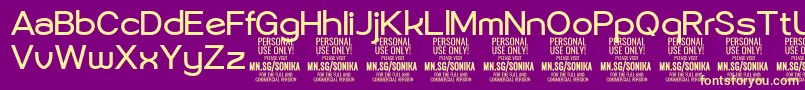 Шрифт Sonika Re PERSONAL – жёлтые шрифты на фиолетовом фоне