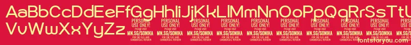 Sonika Re PERSONAL-fontti – keltaiset fontit punaisella taustalla